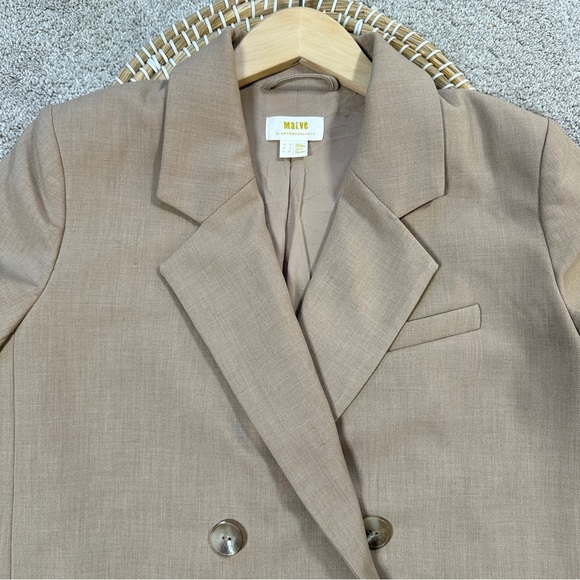 Maeve by Anthropologie Double Breasted Blazer Jacket Minimalist in Beige Size 2 - Picture 5 of 14
